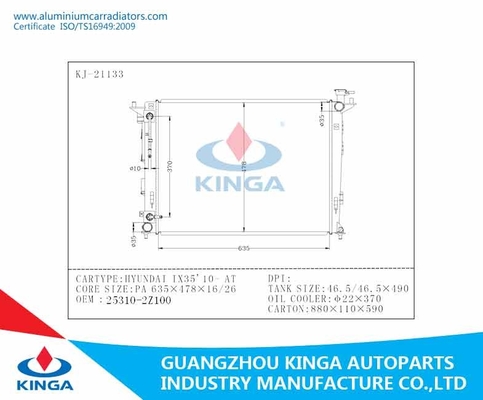 25310-2Z100 Automotive Engine Radiator For HYUNDAI IX35 2010- AT supplier