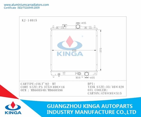 Plastic Tank COLT ' 92-MT Mitsubishi Radiator OEM MB660540 / MB66059 supplier