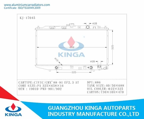 Automotive Engine Custom Aluminium Radiators OEM 19010- PM3-901/ 902 supplier