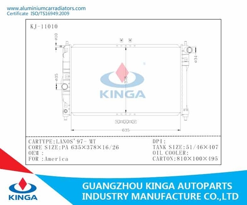 LANOS 97- MT High Performance Radiator DAEWOO Car Radiators supplier