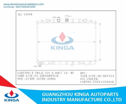 AfterMarket Nissan Radiator Replacement For X - Trail T31 2.0 Dci OEM 21400 - JG700 supplier