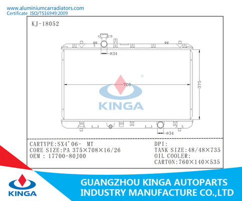 High Performance Auto Aluminium Car Radiators Suzuki SX4'06 MT supplier