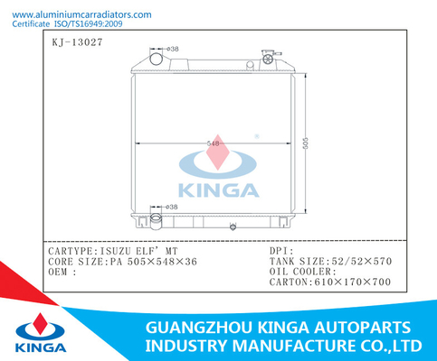 Professional Water Cooled Aluminum Radiator For ISUZU ELF PA36 supplier