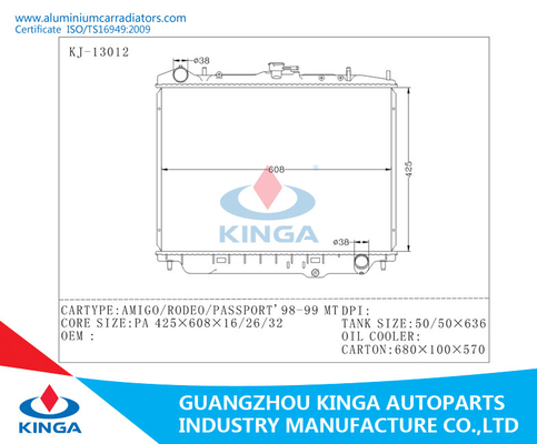 Automotive Engine Radiator For ISUZU AMIGO / RODEO / PASSPORT ' 98-99 MT supplier