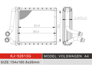 Car Aluminum Warm Wind VW Heater Water Heat Radiator Model VOLSWAGEN A4 supplier