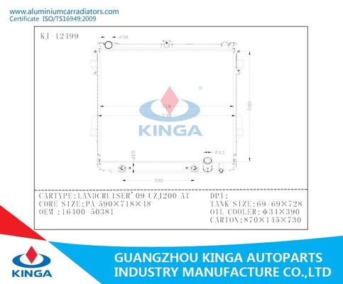 Automotive Engine Custom Aluminium Radiators Fits TOYOTA LANDCRUISER'09 UZJ200 AT supplier