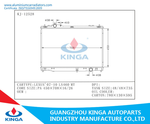 3-Row Aluminum Core Plastic Tank  Radiator For  TOYOTA LEXUS'07-10 LS460 MT supplier