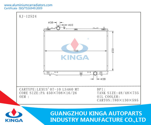 Professional  aluminium car radiators For TOYOTA Lexus'07-10 LS460 MT supplier