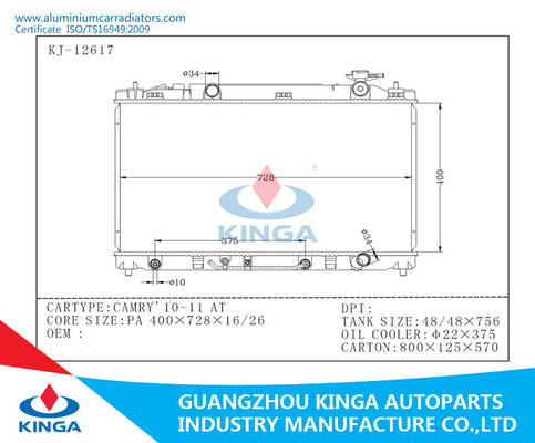 OEM Auto Aluminum Radiator Car Radiator Of Toyota Camry' 10-11 AT supplier