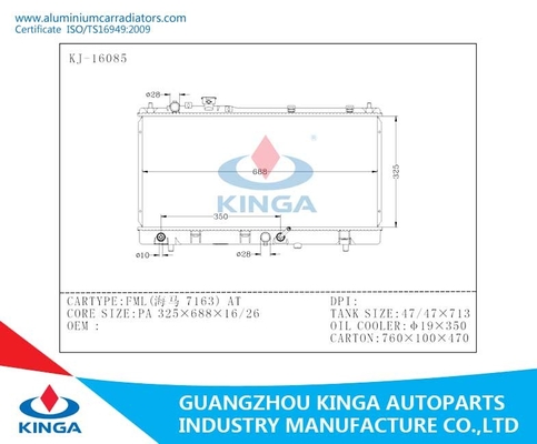 Automotive Engine Custom Aluminium Mazda Radiator For Mazda FML AT  OIL COOLER Φ19*350 supplier