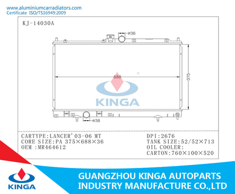 LANCER 03-06 MT Mitsubishi Radiator  OEM MR464612 Plastic Tank supplier