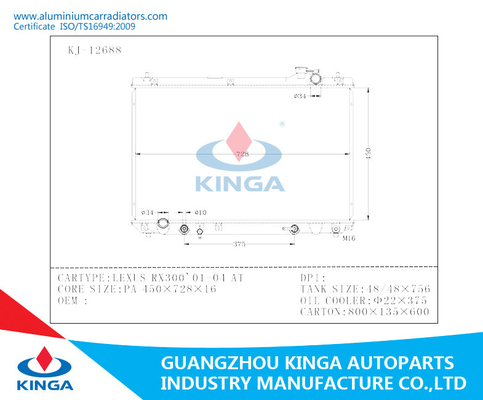 Auto Aluminum Radiator Car radiator of LEXUS RX 300'01-04AT supplier