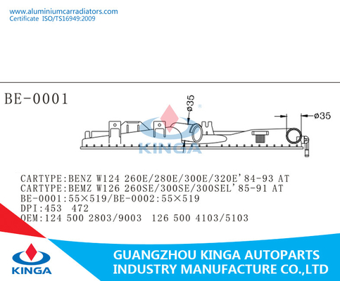 Black Left Radiator Plastic Tank Repair 124 500 2803 / 9003 Benz W124/230E'84-93 AT supplier