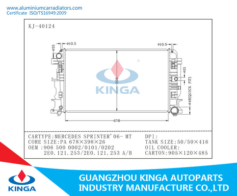 MERCEDES SPRINTER '06 Aluminium Car Radiators Custom High Performance Radiator supplier