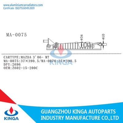 MAZDA 3' 06- MT Auto Left Plastic Radiator Tanks For Placement , OEM Z602-15-200C supplier
