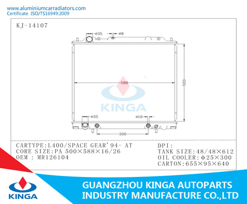 Mitsubishi Auto Mobile Aluminium Car Radiators Plastic Water Tank L400 / SPACE GEAR ' 94 supplier