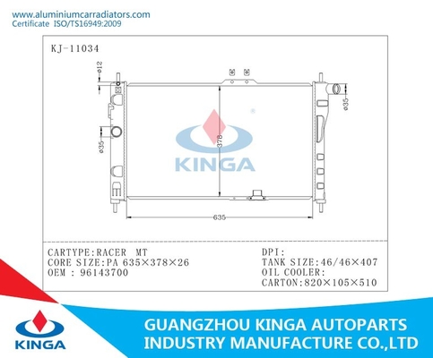 Daewoo Aluminum Auto Ridator for Racer Mt OEM 96143700 , automobile Ridator supplier