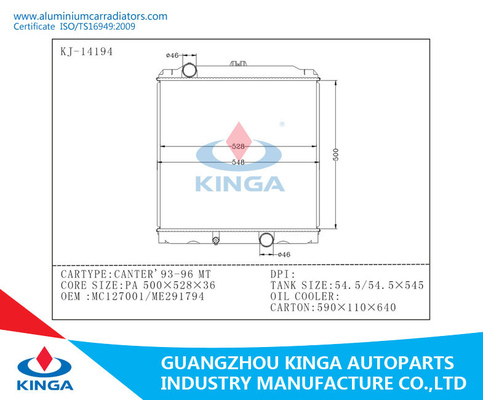 MC127001 / ME291794 Mitsubishi Aluminum Radiator Of Canter'93-96 MT supplier