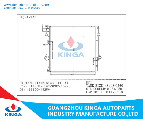 OEM 16400-38250 Toyota Radiator Aluminum Core &amp; Plastic Tanks For LEXUS GX460'11 supplier