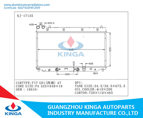 Motorcycle Parts radiator for Honda FIT GDI , performance aluminum radiator supplier