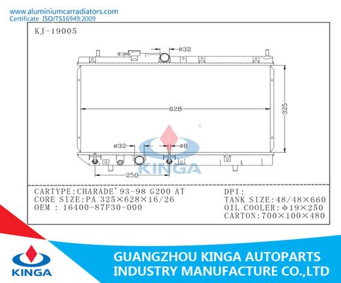 Aluminium Car water tank DAIHATSU CHARADE'93-98 G200 auto radiator OEM 16400-87F30-000 supplier