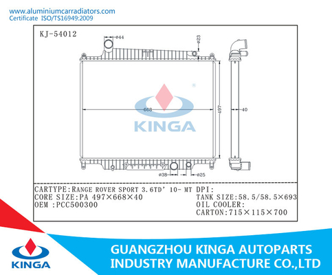 RANGE ROVER SPORT 3.6TD'10-MT Aluminium Racing  Radiator For OEM PCC500300 supplier