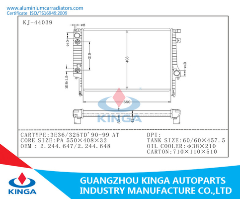 Performance Aluminium Car Radiators 3E36/325TD'90-99 for BMW , custom car radiator supplier