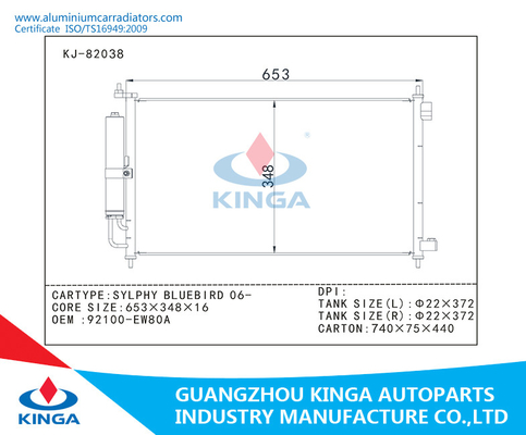 Cooling system Auto AC condenser SYLPHY BLUEBIRD 06 OEM 92100-EW80A supplier