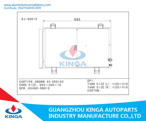 OEM 88460-0N010 Auto Condensaer Parts for Toyota CROWN'04 GRS182 supplier