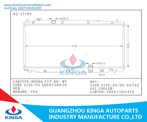 16mm HONDA Aluminium Car Radiators for 2009 FIT MT USA  Automobile Ridator supplier