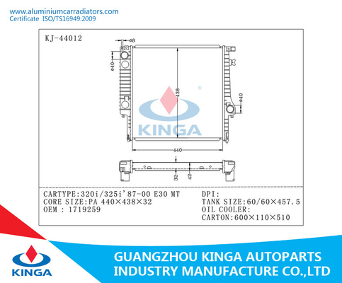 Cooling System Heat Exchanger Radiator Replacement For BMW 320I / 325I'87-00 E30 MT supplier