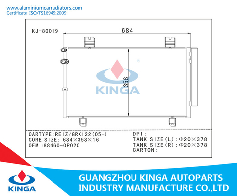 Aluminum Toyota  AC Condenser Of Reiz/Grx122(05-) OEM 88460-OPO20 supplier