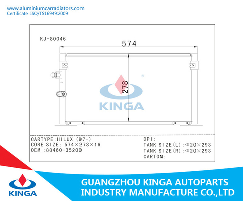 Toyota Hilux (97-) auto motocycle parts cooling condenser OEM 88460-35200 supplier