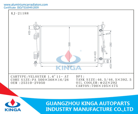 Hard brazing aluminum radiator for Hyumdai VELOSTER 1.6' 11 , high performance radiator supplier