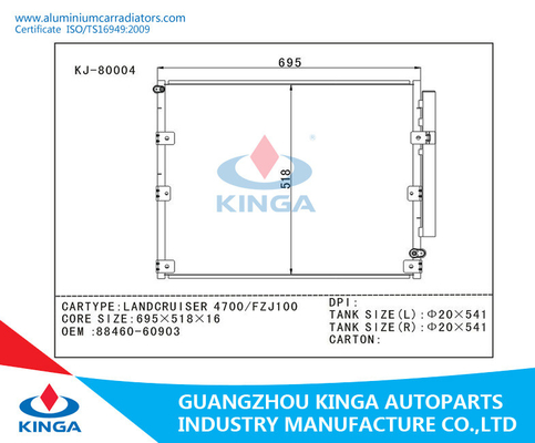 Superior Corrosion Aluminum Auto AC Condenser for LANDCRUISER 470/FZJ100 supplier