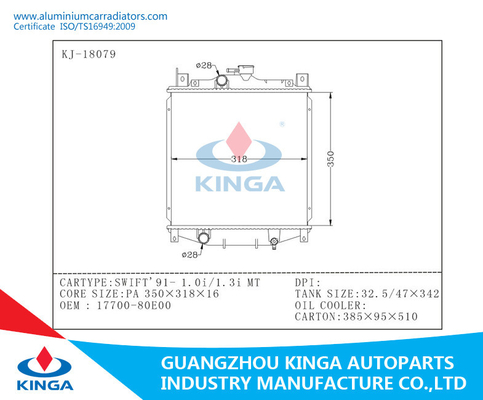 SUZUKI Aluminium Car Radiators for 1991 SWIFT 1.0i/ 1.3i MT Radiator fan OEM 17700-80E00 supplier