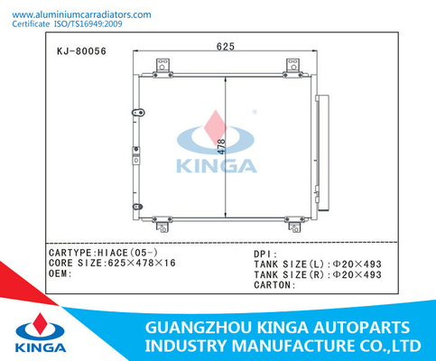 Aluminum Toyota  AC Condenser Of Hiace(05-) For Replacment , car ac condenser supplier