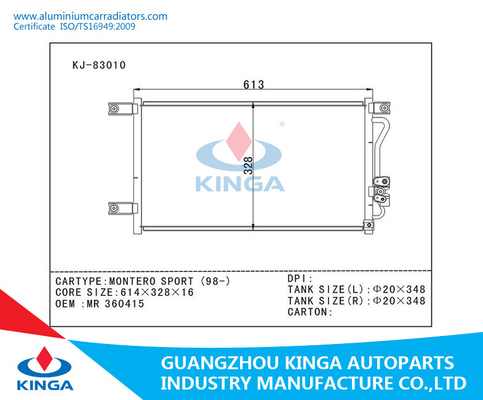 Mitsubishi AC Nissan Condenser for Montero Sport（98-）Parallel Flow 13" x 24" OEM MR 360415 supplier