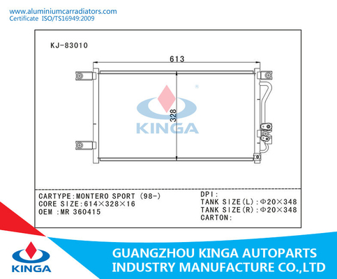 Mitsubishi AC Nissan Condenser for Montero Sport（98-）Parallel Flow 13&quot; x 24&quot; OEM MR 360415 supplier