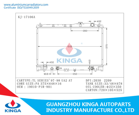 HONDA TL SERIES'97-98 UA2 AT AUTO ALUMINUM RADIATOR OEM 19010-P1R-901 supplier