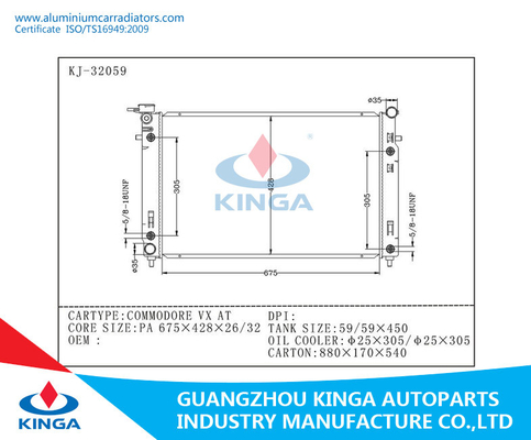 G.M.C Aluminium Car Radiators Of Commodore Vx At With Plastic Tanks in High Performance supplier