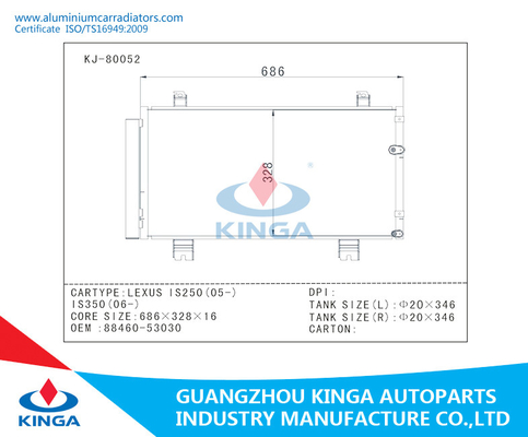 LEXUS IS250(05-) TOYOTA AC Condenser OEM 88460-53030 Aluminum Material supplier