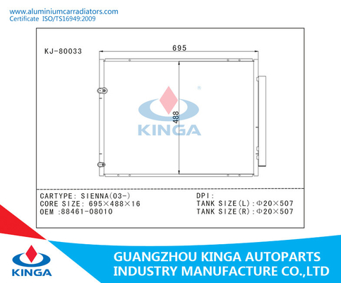 Cooling Condenser for SIENNA 03 OEM 88461-08010 , ac condenser for car supplier