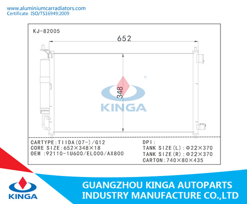 Car cooling Condenser for  Tiida (07-)/G12 with OEM 92110-1U600/EL000/AX800 supplier