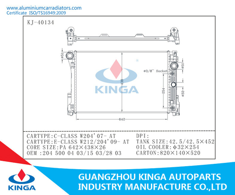 BENZ Radiator for C-CLASS W204'07-AT/E-CLASS W212/204'09-AT with OEM 2045000403/1503/2803 supplier