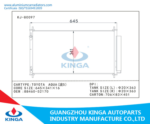 88460-52170 Car Spare Parts Auto AC Condenser Aluminum For TOYOTA AQUA supplier