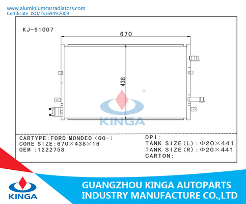 OEM 1222758 High Performance Auto AC Condenser For Ford Mondeo (00-) Replacment supplier