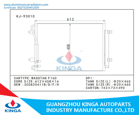 OEM 3C0820411B/D/F/H Auto Car AC Condenser For Volkswangen Magotan F160 supplier