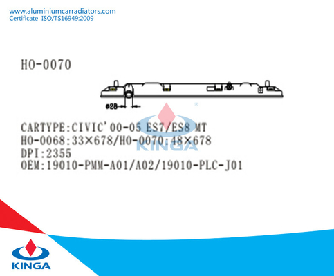 Bottom Raidator Plastic Tank Replacement For Honda Civic' 01-05 ES7 / ES8 Mt OEM 19010-PMM-A01/A02 / 19010-PLC-J01 supplier