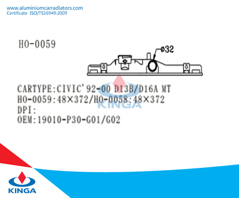 Honda Civic'92-00 D13B/D16A AT Plastic Radiator Side Tank Replacement supplier